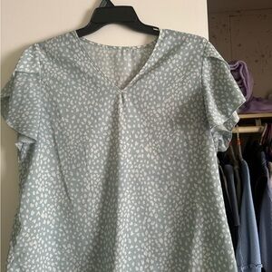 Elegant Light Blue Patterned Women's Top